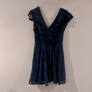Dark blue, laced, mini dress